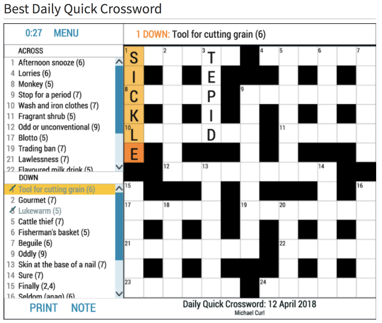 play crosswords free